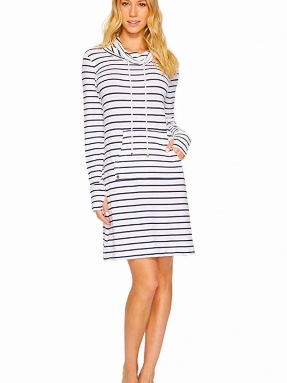 Lilly Pulitzer UPF50 Hillary Popover Dress Navy/White Stripe